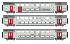 L.S. Models LS43103DC - H0 - 3-tlg. Set Doppelstockwagen M6, SNCB, Ep. V - Set 2